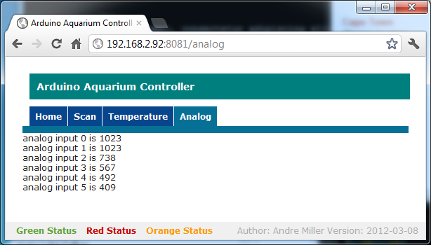 Arduino aquarium web analog